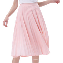 Kate Kasin Womens elegante de moda de alta cintura de poliéster plisado Swing una línea de falda rosa KK000659-1